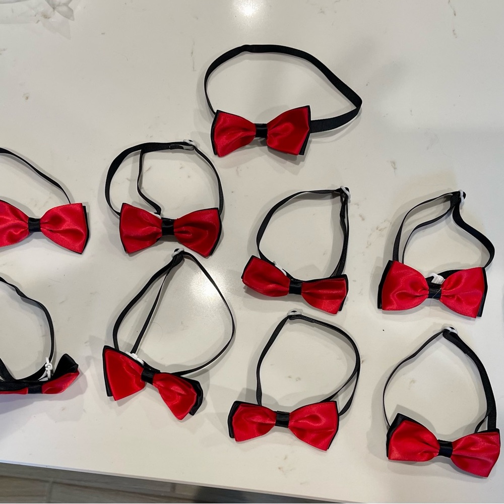 Bow ties for dogs, adjustable to fit small to medium size dogs necks 12 total.